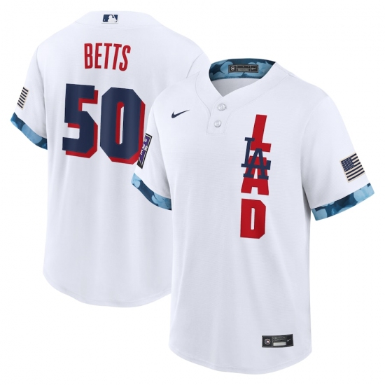 Men's Los Angeles Dodgers #50 Mookie Betts Nike White 2021 MLB All-Star Game Replica Player Jersey - Ujersey