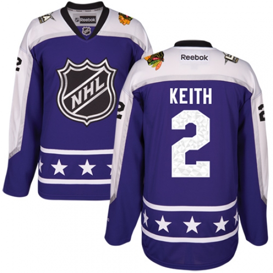 Women's Reebok Chicago Blackhawks #2 Duncan Keith Authentic Purple Central Division 2017 All-Star NHL Jersey - Ujersey