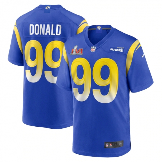 Youth Los Angeles Rams #99 Aaron Donald Blue Nike Royal Super Bowl LVI Patch Jersey - Ujersey