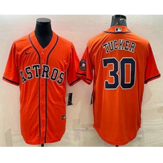 Men's Houston Astros #30 Kyle Tucker Orange With Patch Stitched MLB Cool Base Nike Jersey - Ujersey