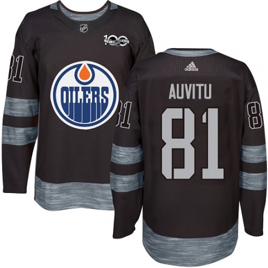 Men's Adidas Edmonton Oilers #81 Yohann Auvitu Authentic Black 1917-2017 100th Anniversary NHL Jersey - Ujersey