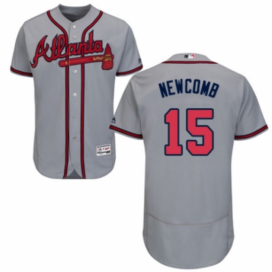 Men's Majestic Atlanta Braves #15 Sean Newcomb Grey Road Flex Base Authentic Collection MLB Jersey - Ujersey