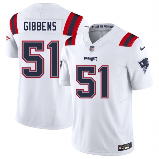 Men's New England Patriots #51 Jack Gibbens White 2025 F.U.S.E. Vapor Limited Football Stitched Jersey - Ujersey