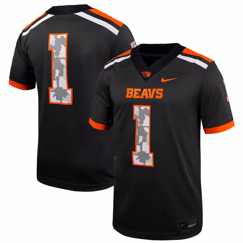 Men's Nike #1 Anthracite Oregon State Beavers Military Appreciation Untouchable Replica Football Jersey - Ujersey Shop