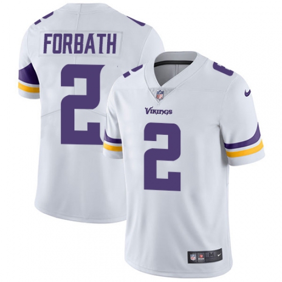 Men's Nike Minnesota Vikings #2 Kai Forbath White Vapor Untouchable Limited Player NFL Jersey - Ujersey