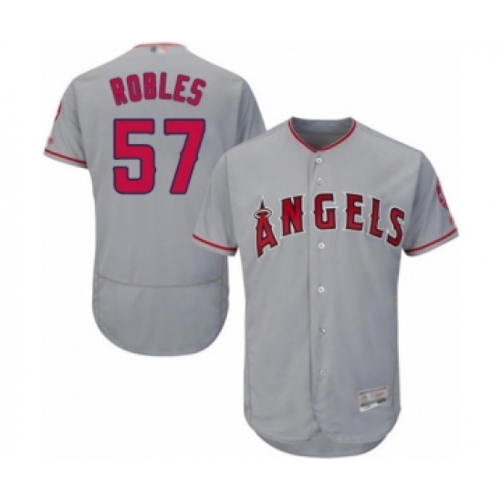 Men's Los Angeles Angels of Anaheim #57 Hansel Robles Grey Road Flex Base Authentic Collection Baseball Player Jersey - Ujersey