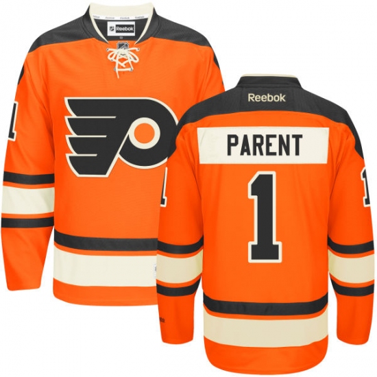 Youth Reebok Philadelphia Flyers #1 Bernie Parent Authentic Orange New Third NHL Jersey - Ujersey