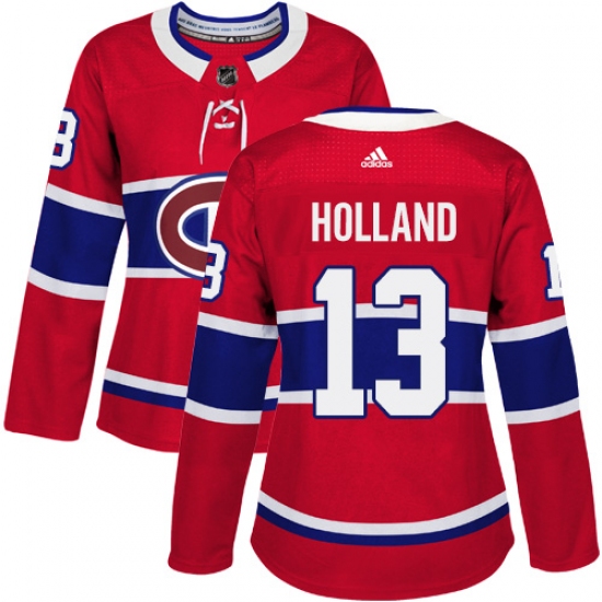 Women's Adidas Montreal Canadiens #13 Peter Holland Authentic Red Home NHL Jersey - Ujersey