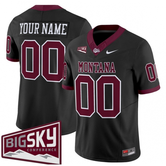Men's Montana Grizzlies Active Player Custom Black 2025 F.U.S.E. Big Sky Patch Vapor Limited V1 Stitched Football Jersey - Ujersey