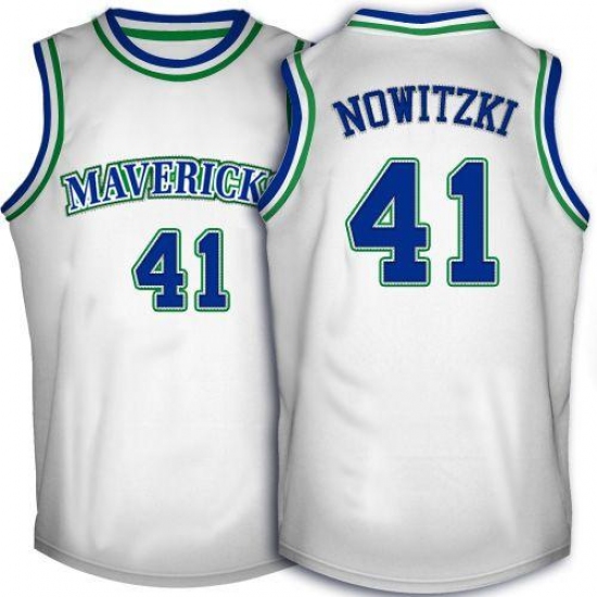 Men's Adidas Dallas Mavericks #41 Dirk Nowitzki Swingman White Throwback NBA Jersey - Ujersey