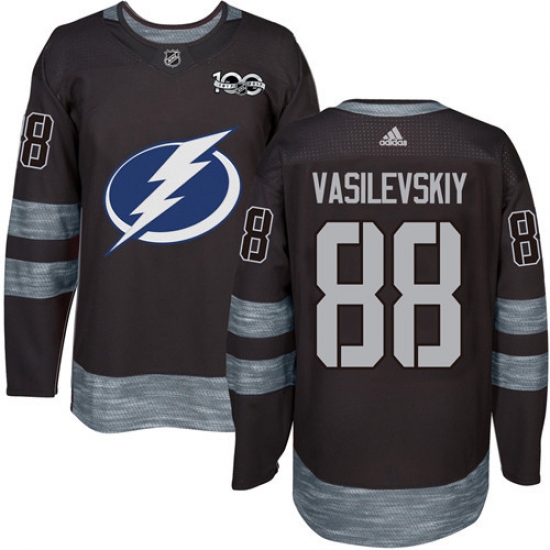Men's Adidas Tampa Bay Lightning #88 Andrei Vasilevskiy Authentic Black 1917-2017 100th Anniversary NHL Jersey - Ujersey