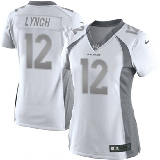 Women's Nike Denver Broncos #12 Paxton Lynch Limited White Platinum NFL Jersey - Ujersey