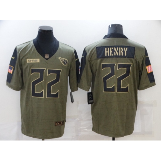 Men's Tennessee Titans #22 Derrick Henry Nike Olive 2021 Salute To Service Limited Player Jersey - Ujersey