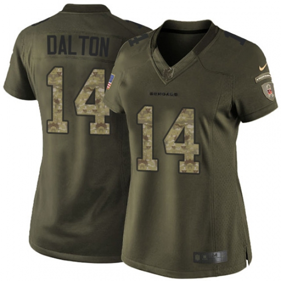 Women's Nike Cincinnati Bengals #14 Andy Dalton Elite Green Salute to Service NFL Jersey - Ujersey