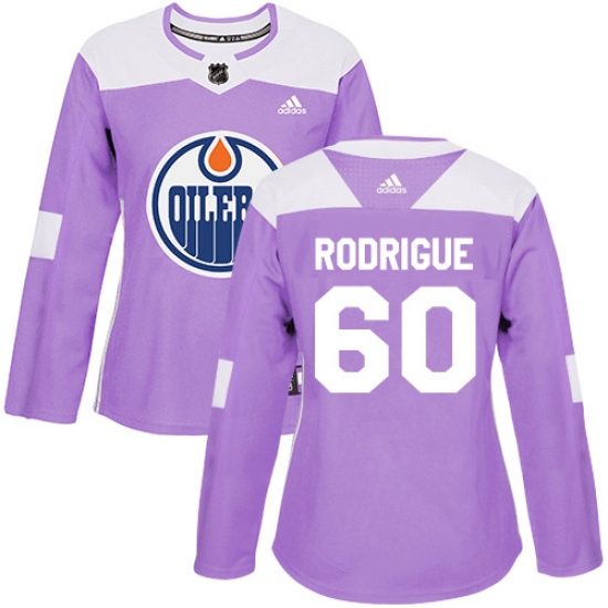 Women's Adidas Edmonton Oilers #60 Olivier Rodrigue Authentic Purple Fights Cancer Practice NHL Jersey - Ujersey