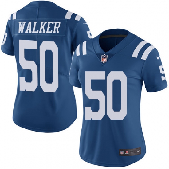 Women's Nike Indianapolis Colts #50 Anthony Walker Limited Royal Blue Rush Vapor Untouchable NFL Jersey - Ujersey