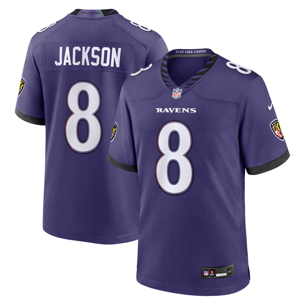 Men's Baltimore Ravens Lamar Jackson Nike Purple Team Game Jersey - U-jersey