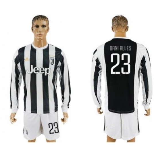 Juventus #23 Dani Alves Home Long Sleeves Soccer Club Jersey