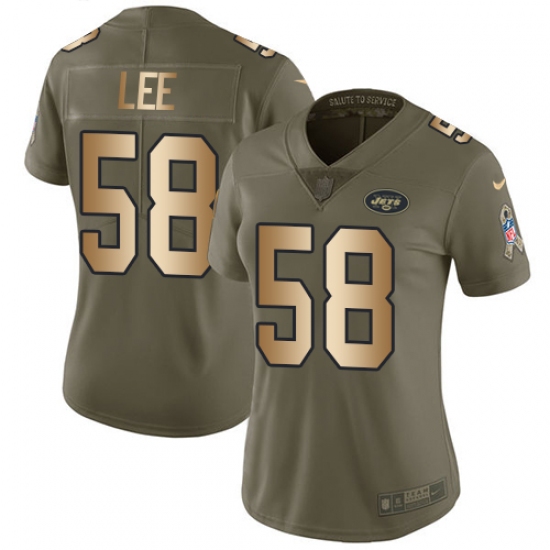 Women's Nike New York Jets #58 Darron Lee Limited Olive/Gold 2017 Salute to Service NFL Jersey - Ujersey