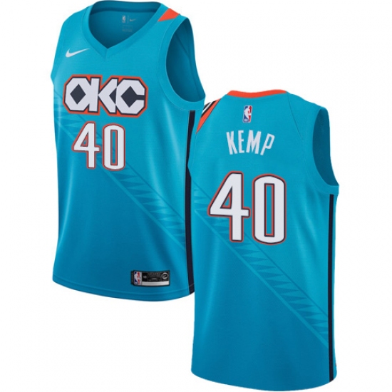 Women's Nike Oklahoma City Thunder #40 Shawn Kemp Swingman Turquoise NBA Jersey - City Edition - Ujersey