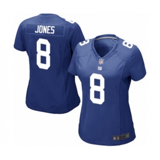 Women's New York Giants #8 Daniel Jones Game Royal Blue Team Color Football Jersey - Ujersey