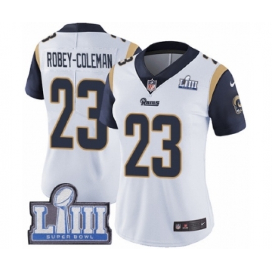 Women's Nike Los Angeles Rams #23 Nickell Robey-Coleman White Vapor Untouchable Limited Player Super Bowl LIII Bound NFL Jersey - Ujersey