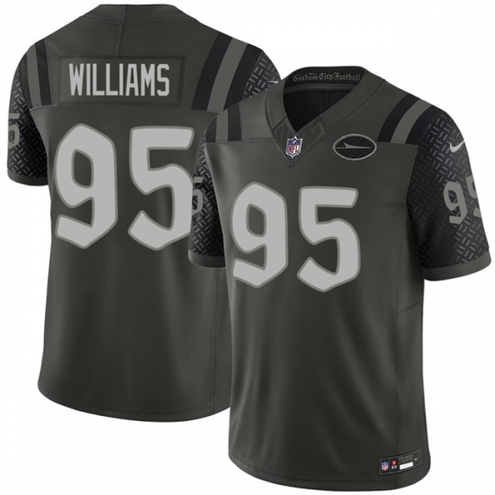 Men's New York Jets #95 Quinnen Williams Black 2025 F.U.S.E. “Rivalries” Vapor Limited Football Stitched Jersey - Ujersey