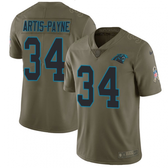 Men's Nike Carolina Panthers #34 Cameron Artis-Payne Limited Olive 2017 Salute to Service NFL Jersey - Ujersey