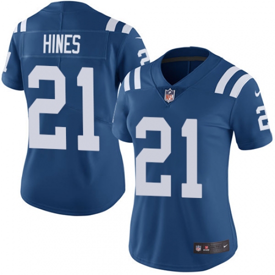 Women's Nike Indianapolis Colts #21 Nyheim Hines Royal Blue Team Color Vapor Untouchable Limited Player NFL Jersey - Ujersey