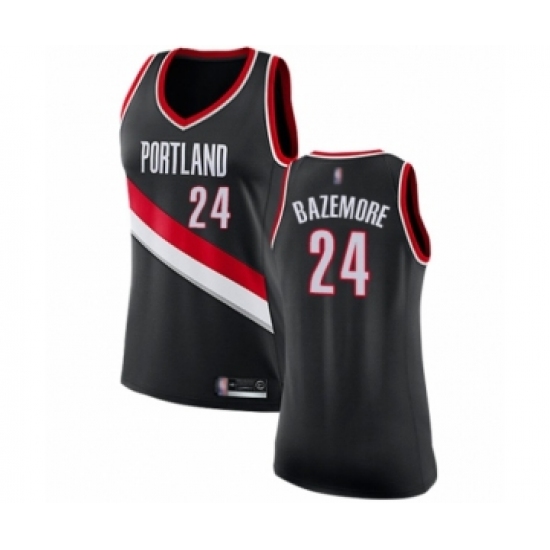 Women's Portland Trail Blazers #24 Kent Bazemore Swingman Black Basketball Jersey - Icon Edition - Ujersey