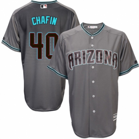 Men's Majestic Arizona Diamondbacks #40 Andrew Chafin Replica Gray/Turquoise Cool Base MLB Jersey - Ujersey