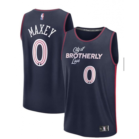 Men's Philadelphia 76ers #0  Tyrese Maxey Navy Blue City Player Jersey - Ujersey