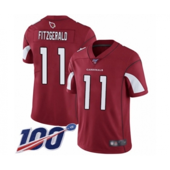Men's Arizona Cardinals #11 Larry Fitzgerald Red Team Color Vapor Untouchable Limited Player 100th Season Football Jersey - Ujersey