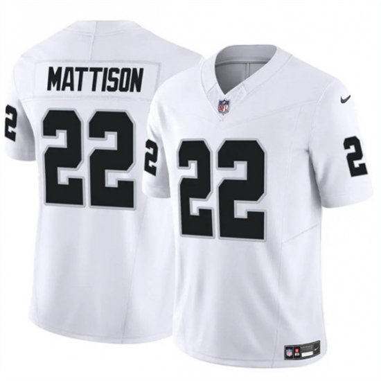 Men's Las Vegas Raiders #22 Alexander Mattison White 2024 F.U.S.E. Vapor Football Stitched Jersey - Ujersey