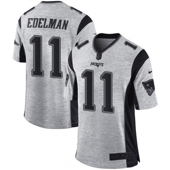Youth Nike New England Patriots #11 Julian Edelman Limited Gray Gridiron II NFL Jersey - Ujersey