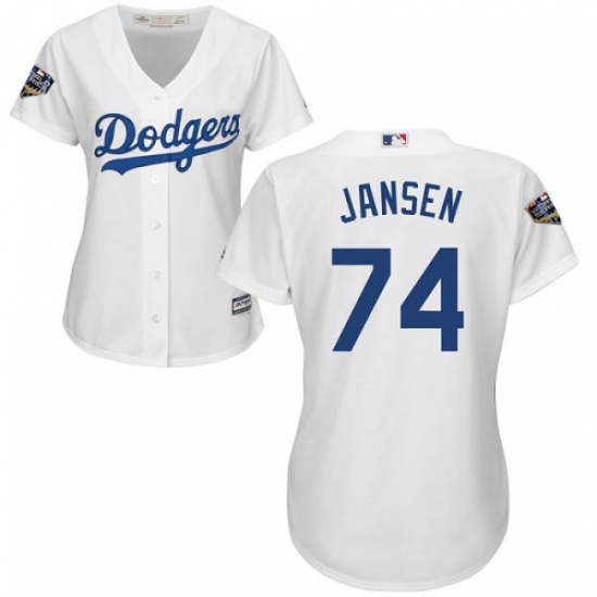 Women's Majestic Los Angeles Dodgers #74 Kenley Jansen Authentic White Home Cool Base 2018 World Series MLB Jersey - Ujersey