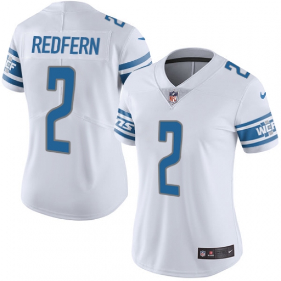 Women's Nike Detroit Lions #2 Kasey Redfern White Vapor Untouchable Elite Player NFL Jersey - Ujersey