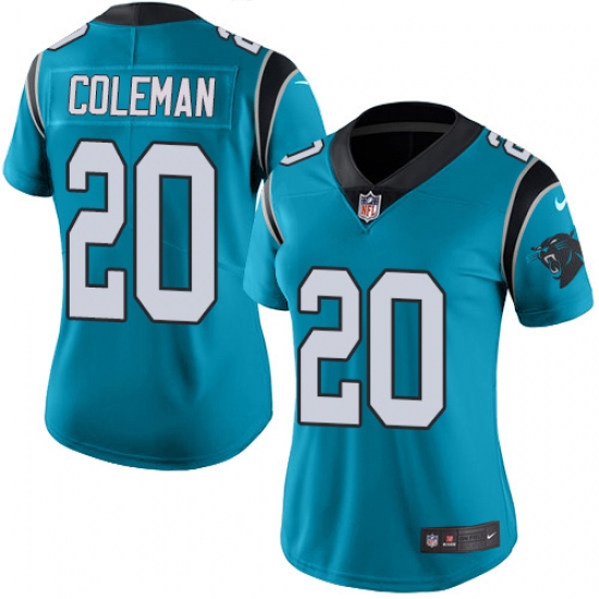 Women's Nike Carolina Panthers #20 Kurt Coleman Blue Alternate Vapor Untouchable Limited Player NFL Jersey - Ujersey