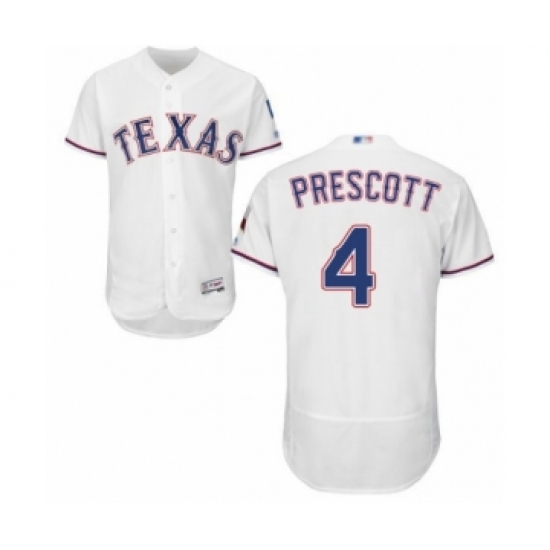 Men's Texas Rangers #4 Dak Prescott White Home Flex Base Authentic Collection Baseball Jersey - Ujersey