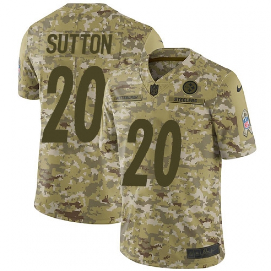 Men's Nike Pittsburgh Steelers #20 Cameron Sutton Limited Camo 2018 Salute to Service NFL Jersey - Ujersey