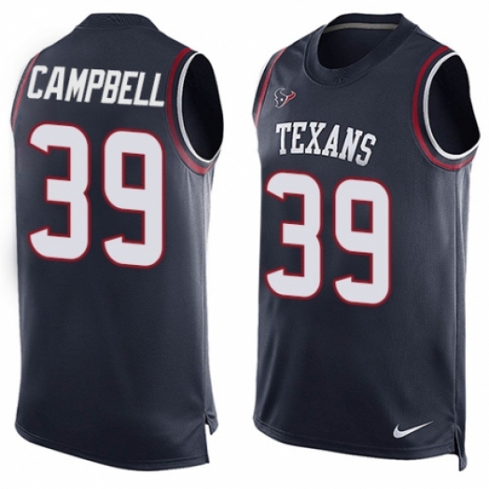 Men's Nike Houston Texans #39 Ibraheim Campbell Limited Navy Blue Player Name & Number Tank Top NFL Jersey - Ujersey