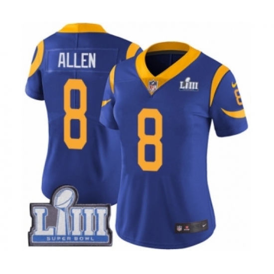 Women's Nike Los Angeles Rams #8 Brandon Allen Royal Blue Alternate Vapor Untouchable Limited Player Super Bowl LIII Bound NFL Jersey - Ujersey