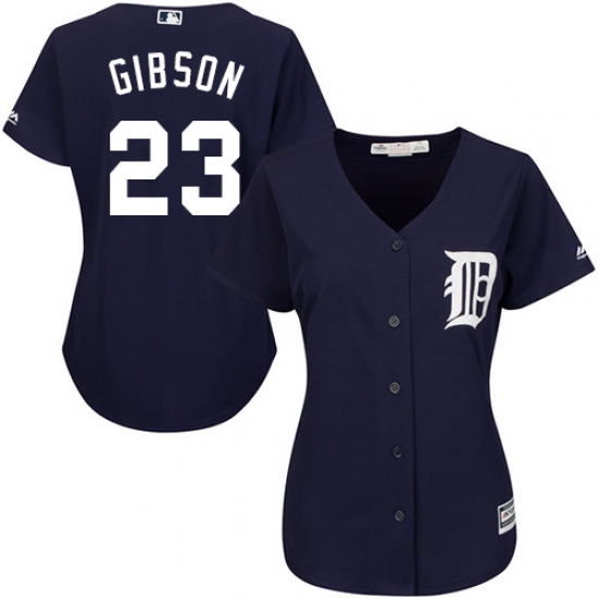 Women's Majestic Detroit Tigers #23 Kirk Gibson Authentic Navy Blue Alternate Cool Base MLB Jersey - Ujersey