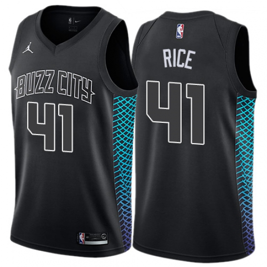 Men's Nike Jordan Charlotte Hornets #41 Glen Rice Authentic Black NBA Jersey - City Edition - Ujersey