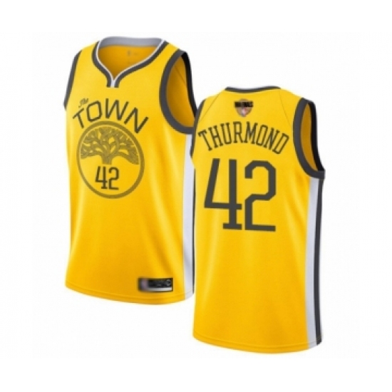 Men's Golden State Warriors #42 Nate Thurmond Yellow Swingman 2019 Basketball Finals Bound Jersey - Earned Edition - Ujersey