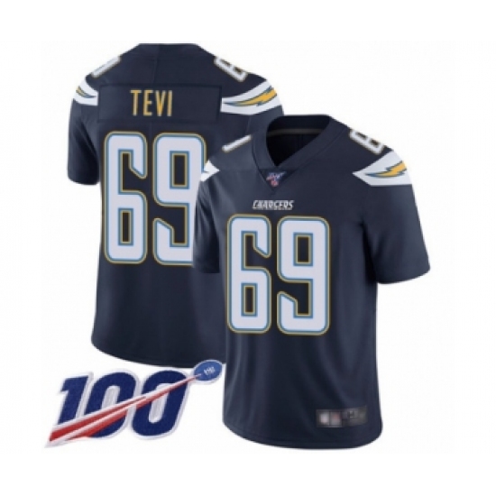 Men's Los Angeles Chargers #69 Sam Tevi Navy Blue Team Color Vapor Untouchable Limited Player 100th Season Football Jersey - Ujersey