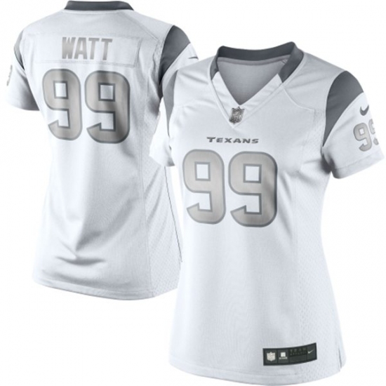 Women's Nike Houston Texans #99 J.J. Watt Limited White Platinum NFL Jersey - Ujersey