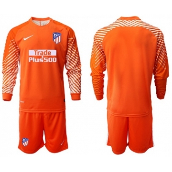Atletico Madrid Blank Orange Goalkeeper Long Sleeves Soccer Club Jersey