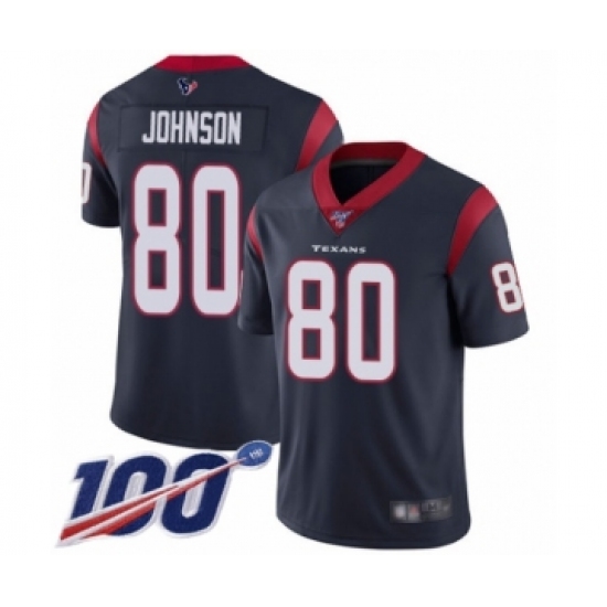 Men's Houston Texans #80 Andre Johnson Navy Blue Team Color Vapor Untouchable Limited Player 100th Season Football Jersey - Ujersey