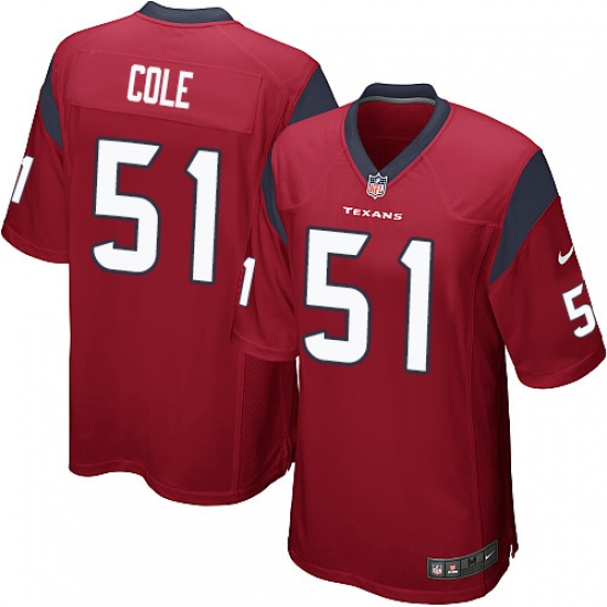 Men's Nike Houston Texans #51 Dylan Cole Game Red Alternate NFL Jersey - Ujersey